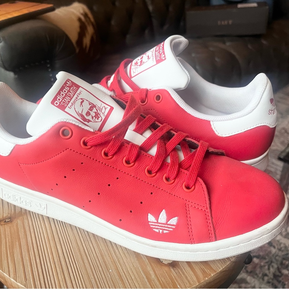 Adidas red shoes size 10 1/2 only worn once.
